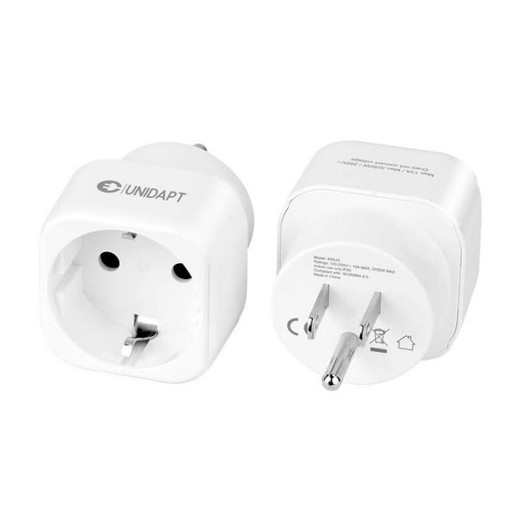 Adaptador de Enchufe Europeo a EE. UU. Unidapt Blanco 2 Paquetes multicolor