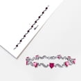 thumbnail image 4 of Everly Women's 9 1/10ct TGW Created Ruby and Diamond-Accent Sterling Silver Heart Bracelet - G-H, I3, 4 of 9