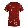 thumbnail image 4 of TIMIFIS Hauts de Sarrau de la Saint-Valentin pour Femmes Imprimés Uniforme de Travail à Manches Courtes Col en V Blouse T-shirt de Travail avec Poches - Imprimé Rouge Melon D\'eau, 4 of 5