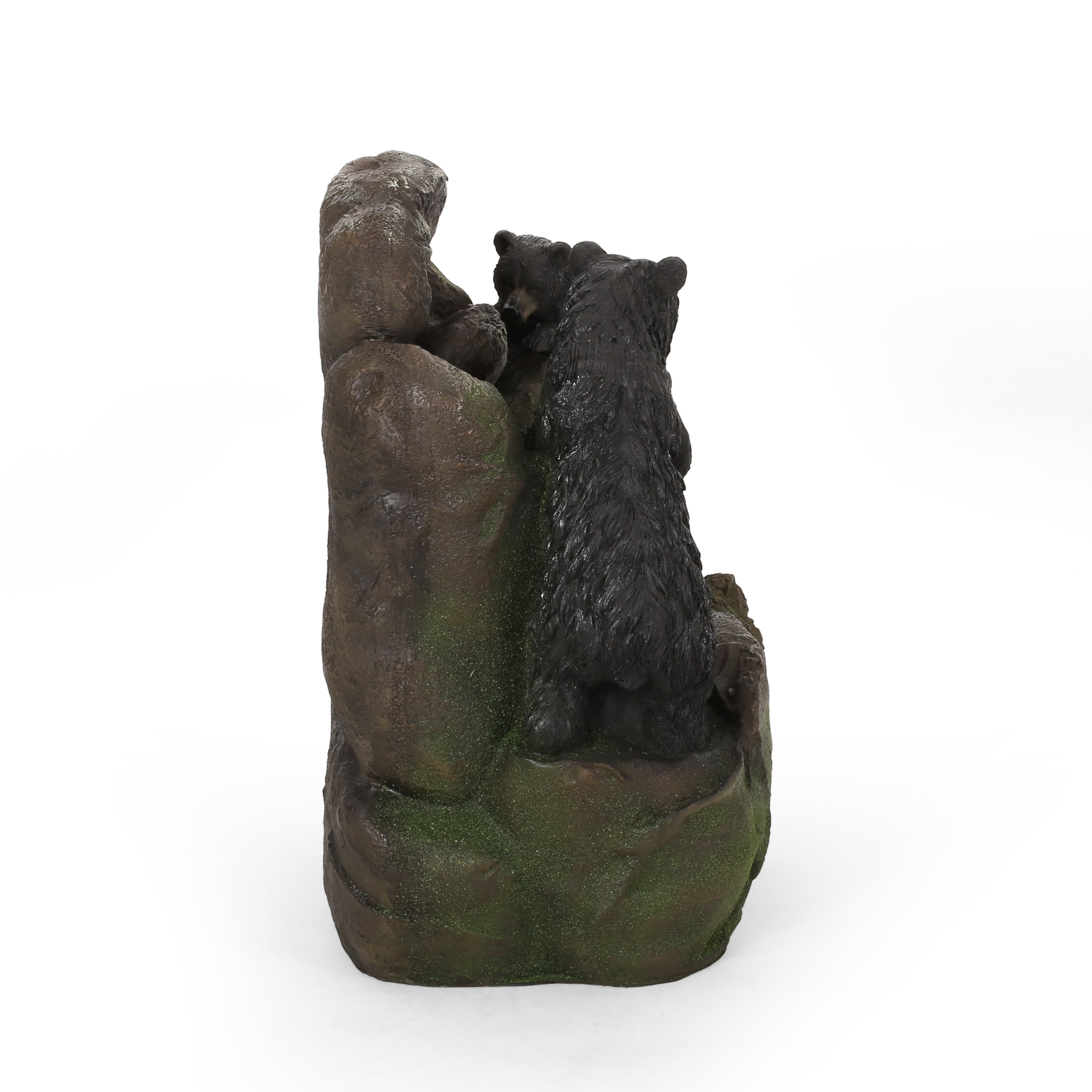GDF Studio Hensel Outdoor 2 Tier Bear Fountain, Moss and Black
