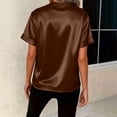 thumbnail image 7 of HADST Womens Satin Tops V Neck Short Sleeve Blouses Work Dressy Casual Summer Shirts, 7 of 7