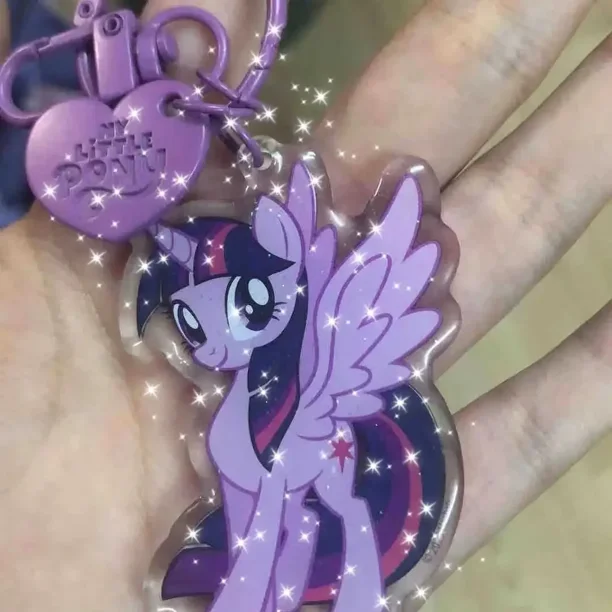 Llavero con colgante de corazón de chica kawaii creativo con dibujos animados de anime My Little Pony, Twilight Sparkle, Pinkie Pie, Fluttershy, regalo de joyería