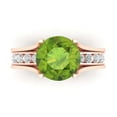 thumbnail image 2 of 3.39 ct Brilliant Round Cut Natural Peridot 14k Rose Gold Solitaire with Accents Engagement Bridal Wedding Ring Band Set size 9.25, 2 of 7