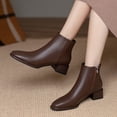 thumbnail image 4 of Quealent Adult Women Shoes Wide Width Boots for Women Fashion Women Artificial Leather Solid Color Autumn Thick Sole Dress Boots for Women Low Heel Brown 7.5, 4 of 5