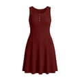 thumbnail image 4 of Karymi Maxi Dress Ribbed Knit Sleeveless Mini Dress, Solid Round Neck Henley Button Down A-Line Swing Dress, Casual Flowy Tank Dress Maxi Dress, 4 of 6