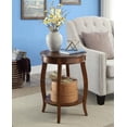 thumbnail image 6 of Gzxs End Table, 2 Tier Round Side Table with Storage Shelf, Modern Farmhouse Nightstand Bedside Table Accent Table w/ Curved Legs for Living Room Bedroom Small Space, 18 Inch, Walnut, 6 of 8