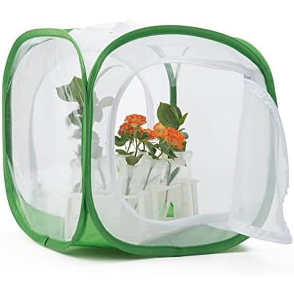 Two Doors Monarch Butterfly Habitat, Insect Mesh Cage, Caterpillar Enclosure Terrarium Pop-up (12 X 12 X 12 Inches)