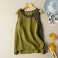 thumbnail image 2 of Holzkary Linen Tank Tops for Women,Sleeveless Tops Casual Summer Loose Fit T Shirts Solid Color Tunic Tank Tops Crew Neck Tee Cotton Linen Loose Fit Summer Tank Tops Plus Size Crew Neck Tees Green L, 2 of 3