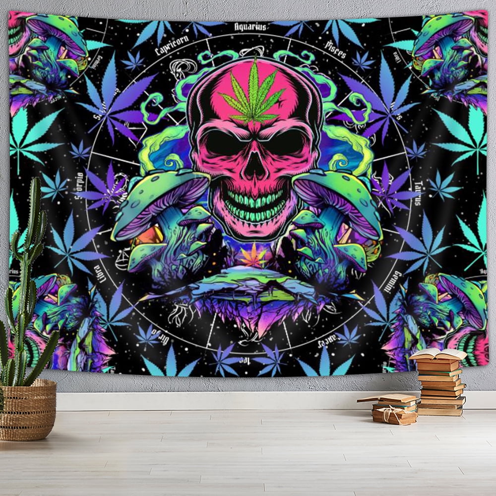 Trippy Skull Tapestry Constellation Astrology Tapestry Cool Psychedelic Mushroom Tapestry for Men Stoner Hippie Tarot Witchy Aesthetics Tapestry for Bedroom 60X40IN Walmart