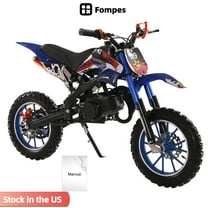 Fompes 2-Stroke Kids Dirt Bike 49cc Gas Power Motocross Off Road Mini Motorcycle Pocket Motorbike with Front Rear Disc Brakes Shock Absorption Springs Ideal Birthday for Boy Girl