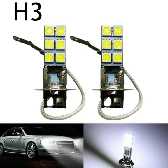 yaaqii 2PCS H3 6000K 55W LED Headlight Bulb Kit Fog Light Replacement Parts