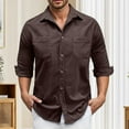 thumbnail image 2 of Men's Slim Fit Corduroy Shirt Long Sleeve Button Down Casual Shirt with Chest Pocket for Autumn Winter Daily Wear Mens Summer Lightweight Pullover Tee Shirts, 2 of 7