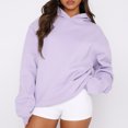 thumbnail image 3 of Sudadera Jersey básico informal con hombros caídos para mujer, jersey de talla grande, atuendo diario sencillo Cgtredaw Púrpura T XL para Mujer, 3 of 5