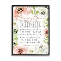 Stupell Industries Amazing Grace Pink Floral Sheet Music Flower Americana Design by Jennifer Pugh