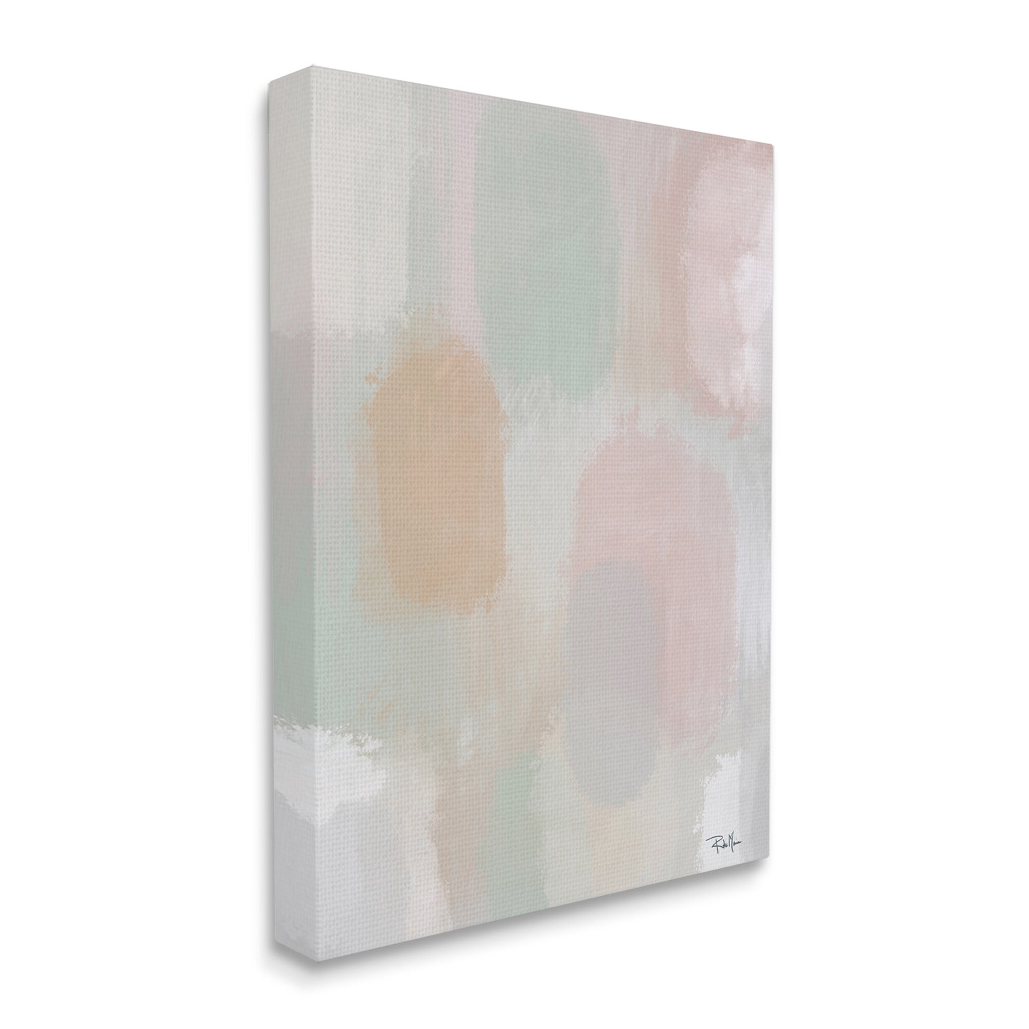 Stupell Industries Soft Pastel Abstract Painting Tranquil Pink Green Shapes, 16 x 20,Design by Robin Maria