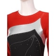 thumbnail image 5 of iEFiEL Womens Glitter Rhinestone Gymnastics Leotard Long Sleeve Color Contrast Figure Ice Skating Bodysuit Red S, 5 of 7