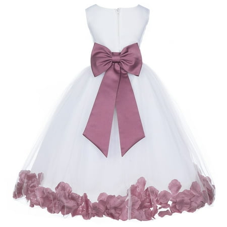 

Ekidsbridal Wedding Pageant Rose Petals White Tulle Junior Bridesmaid Toddler Dress Summer Easter Dress First Communion Girls Clothing Holiday Recital Dress Princess 302T size 4 Flower Girl Dress