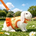 thumbnail image 5 of Tuvgenk Small Pet Harness and Leash Set Vest Style Breathable Mesh Rabbit Chest Strap for Guinea Pig Outdoor Walk S Orange, 5 of 7