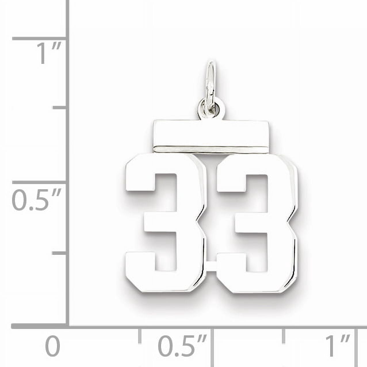 Sterling Silver Silver/Rhodium-Plated Polished Number 33 Charm (20 X 8) Made In United States qss33