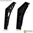 thumbnail image 5 of Ekena Millwork 2"W x 12"D x 15"H Tristan Wrought Iron Bracket, (Triple center brace) (2-Pack), 5 of 5