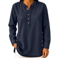 thumbnail image 2 of Womens Denim Shirt Long Sleeve Button Down Shirt Casual Jean Shirt Jacket Vintage Denim Blouses Tops with Pockets Navy L, 2 of 6