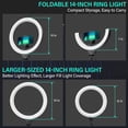 thumbnail image 2 of UBeesize Anillo de luz plegable de 14 pulgadas con soporte para trípode de 62 pulgadas y soporte para teléfono, anillo de luz LED para selfies para iPhone con control remoto, luz circular para Tiktok/, 2 of 5