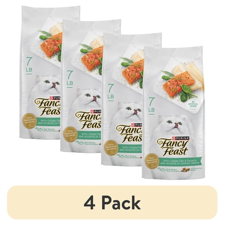 (4 pack) Purina Fancy Feast Dry Cat Food with Ocean Fish and Salmon 7 lb Bag