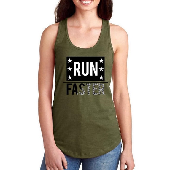 Run Faster Gold Noir Banner Racerback Tank Women -Image by Shutterstock, Female Large