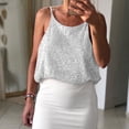 thumbnail image 6 of Women Camisole Top Sequins V Neck Round Neck Front Back Wear Comfortable Sleeveless Camisole Top Sliver XS, 6 of 8