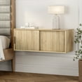 thumbnail image 5 of EYYTHUNG Fluted Nightstand Wall Mounted, Modern Large Floating TV Stand Bedside Cabinet, Light Oak, 5 of 7