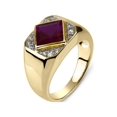 thumbnail image 2 of 18K Gold Over Sterling Silver Square Created Ruby and Created White Sapphire Men's Ring Size 13, 2 of 2