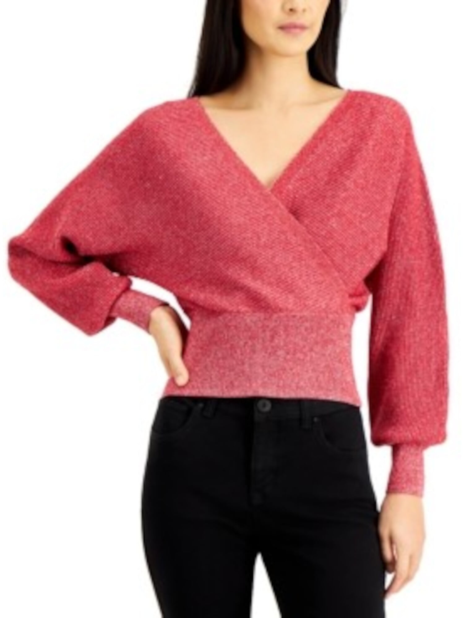 red wrap jumper