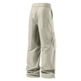 thumbnail image 4 of LWavelet Men's Cargo Wide Leg Pants - Drawstring Waist Multiple Pockets Utility Fabric Casual Daily Pants Beige 2XL, 4 of 4