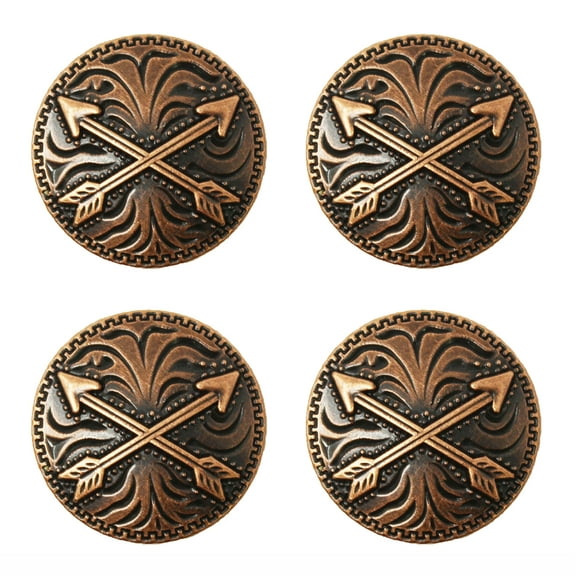 Set of 4 Screw Back 1-1/2" Western Tack Copper Arrow Conchos CO572