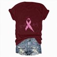 thumbnail image 4 of Towmus Breast Cancers Awareness T-Shirt Casual Short Sleeve Crew Neck T-Shirt Women Pinks Ribbon Printed Shirt, 4 of 5