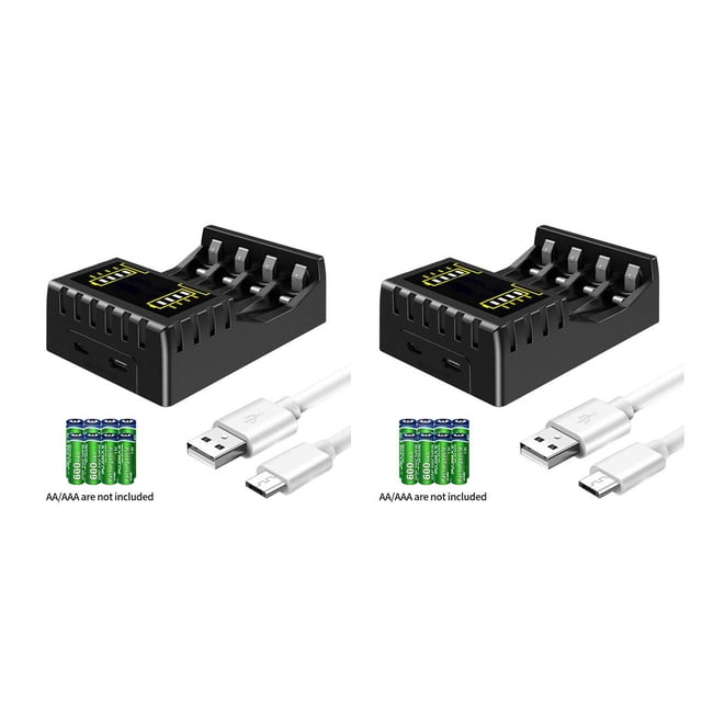 Advancent de Cargadores de pantalla LCD recargables de seguridad 4 Suministros de accesorios de alimentación multifuncionales de alto negro 2Conjunto