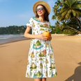 thumbnail image 4 of Fotbe Cute Frog Pattern Dress Casual Womens Fashion Short Sleeve Maxi Dress T Shirt Dress Striped Long Color Block Maxi Dress, 4 of 6