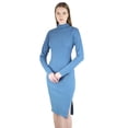 thumbnail image 4 of Artyska Women's Casual Bodycon Long Sleeve Turtle Neck Ribbed Side Slit Club Party Midi Dresses, 4 of 6