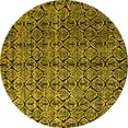 thumbnail image 1 of Ahgly Company Indoor Round Abstract Yellow Modern Area Rugs, 3' Round, 1 of 4