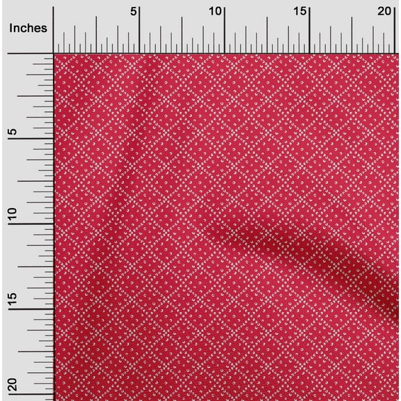 oneOone Cotton Jersey Red Fabric Geometric Bandhani Fabric For Sewing Printed Craft Fabric By The Yard 58 Inch Wide