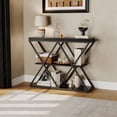 thumbnail image 1 of GloryStar Industrial Hallway Table, Rustic Vintage 3-Tier Console with Double X Metal Frame and Two Storage Shelves, 1 of 8