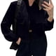 thumbnail image 2 of Chaqueta Informal de Larga con Cuello Redondo y Botones para Mujer, Color Liso. Negro XL, 2 of 6