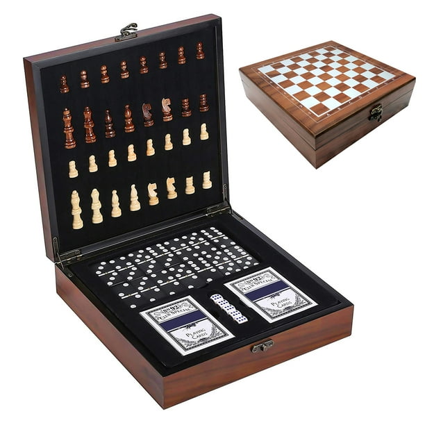 Juego de ajedrez 4 en 1 para niños y adultos, juego de tablero de ajedrez para jugar a las cartas de Abanopi Tablero de ajedrez