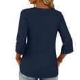 thumbnail image 7 of Kukoosong Women's Loose Fit Button Down Shirts Solid Color 3/4 Sleeve V-Neck Blouse for Summer Resort Wear Tops, Casual and Breathable Shirts for Women, 7 of 7