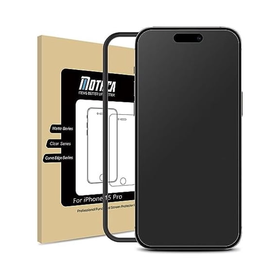 Matte Glass Screen Protector for iPhone 15 Pro (6.1 inch) Anti-Glare & Anti-Fingerprint Tempered Glass Clear Film, [Easy Installation Frame] Case Friendly, Bubble Free - Smooth as Silk