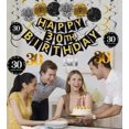 thumbnail image 4 of Famoby Black & Gold Glittery Happy 30Th Birthday Banner Poms Sparkling 30 Kit De Remolinos Colgantes Para Fiesta De 30 Cumpleaños Suministros De Decoración De 30 Aniversario, 4 of 5