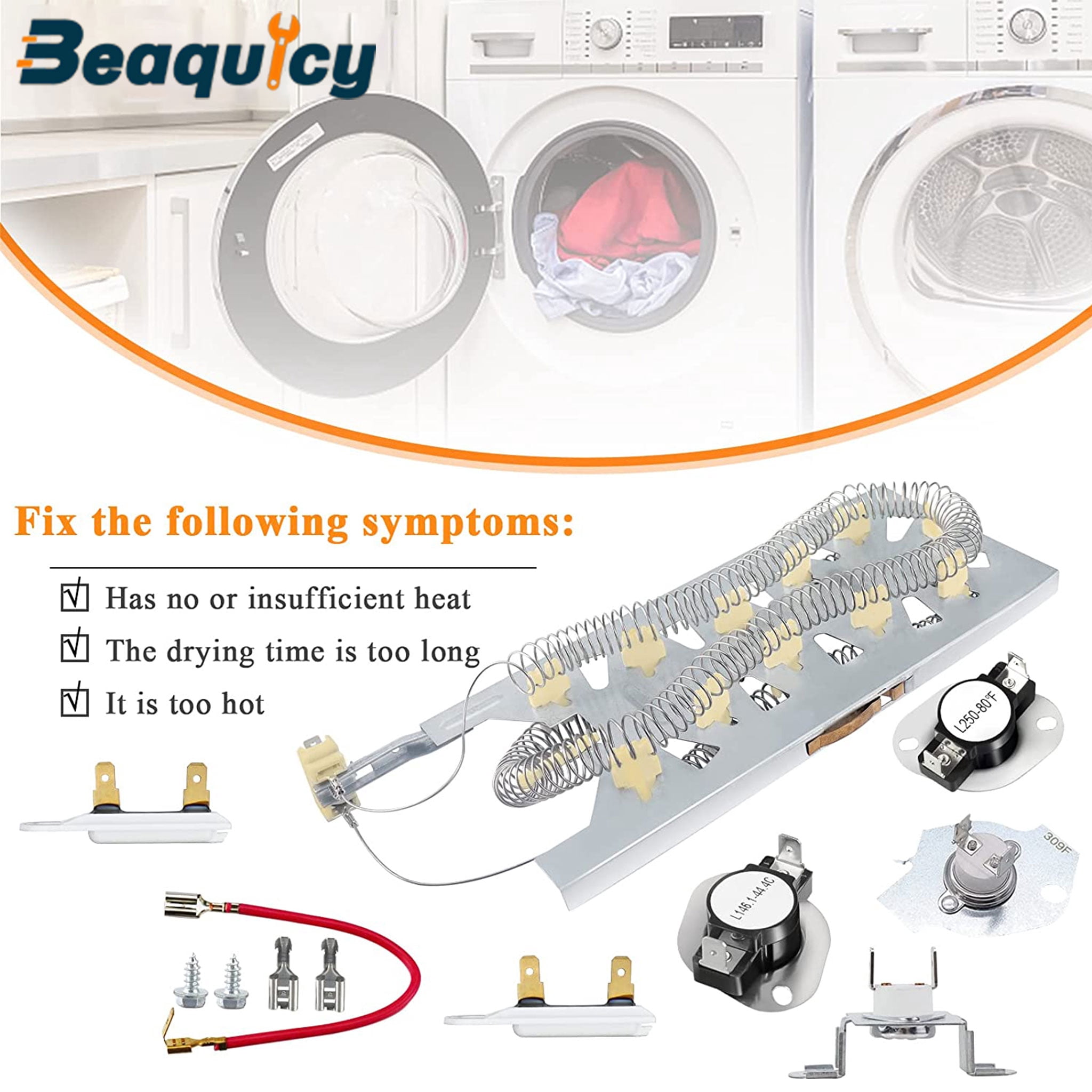 Beaquicy Dryer Heating Element with Thermal Fuse Kit for Whirlpool Dryers