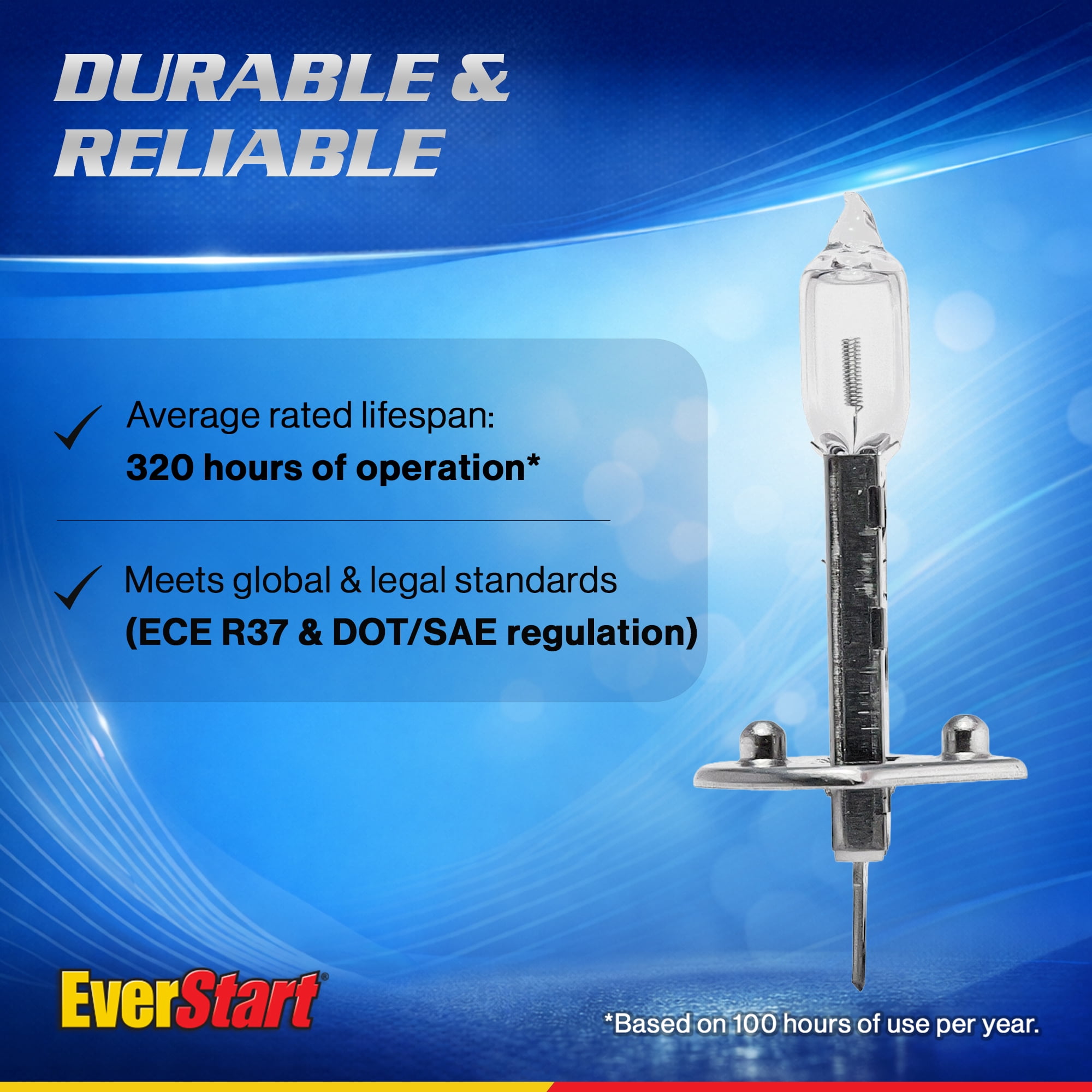 EverStart H1 Halogen Headlight Bulb, 1 pack, Compatible with Multiple Cars