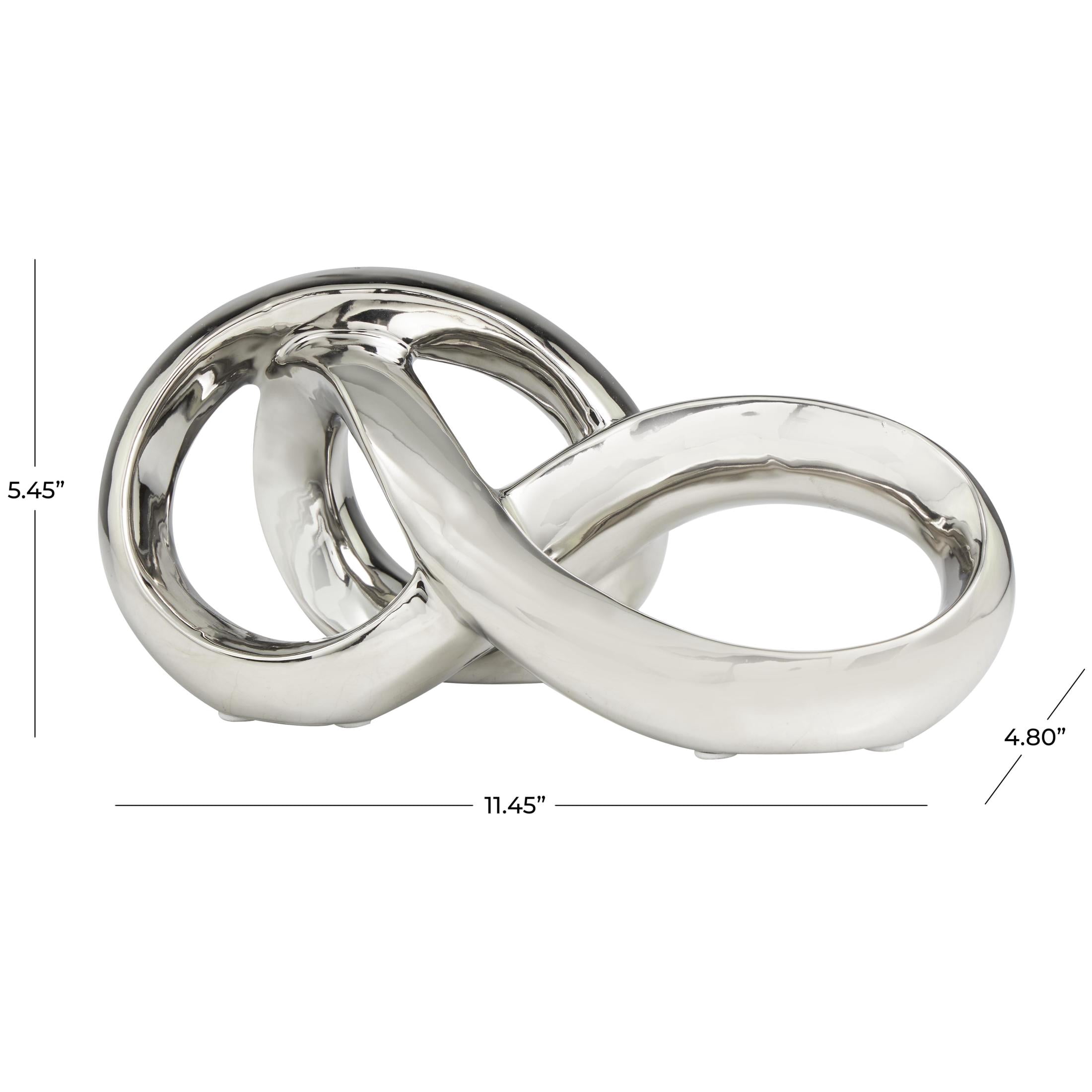 11" x 5" Silver Ceramic Infinity Loop Abstract Sculpture, by DecMode