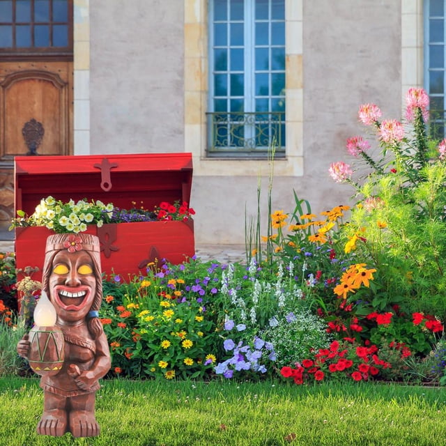 Adornos de tótem solar, luz LED Tiki para jardín con energía solar, materiales ecológicos